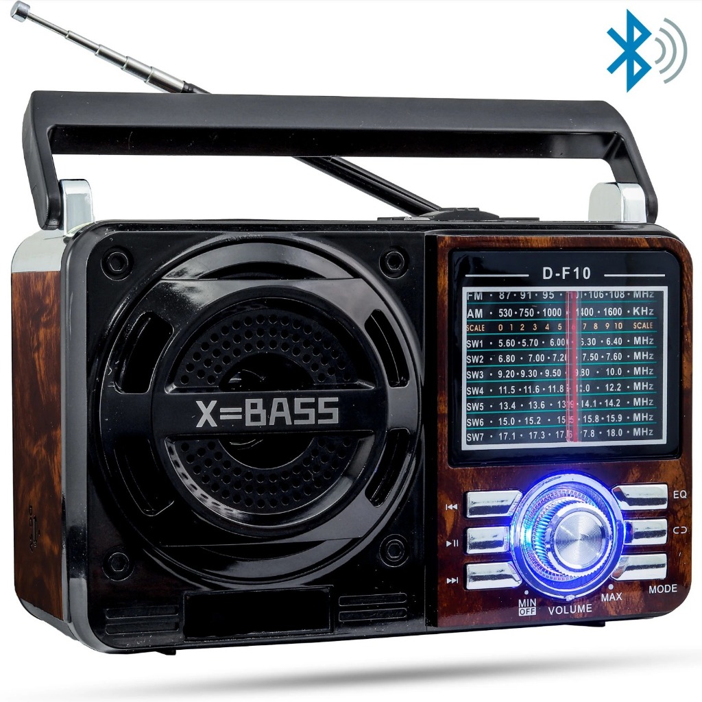 Radio Vintage Retrô Portatil Bluetooth Multimídia AM / FM USB GT-1088S Bivolt 110 / 220