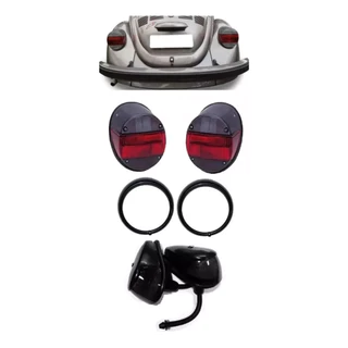 Kit Par Lanterna Traseira Fumê Par Pisca Lente fumê E Par Aro Preto Fusca Fafa em Oferta na Shopee