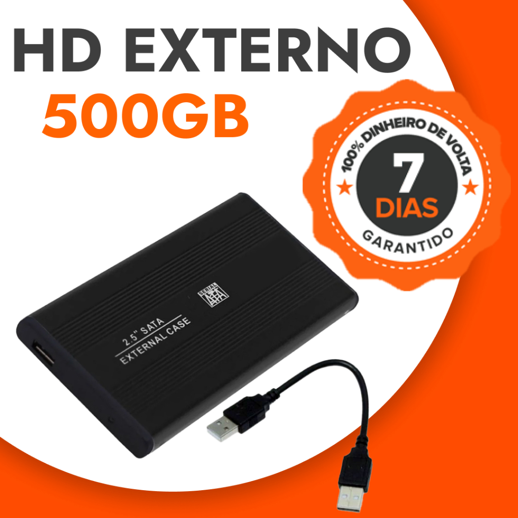 HD EXTERNO 500gb p/ notebook, XBOX, computador, ps3