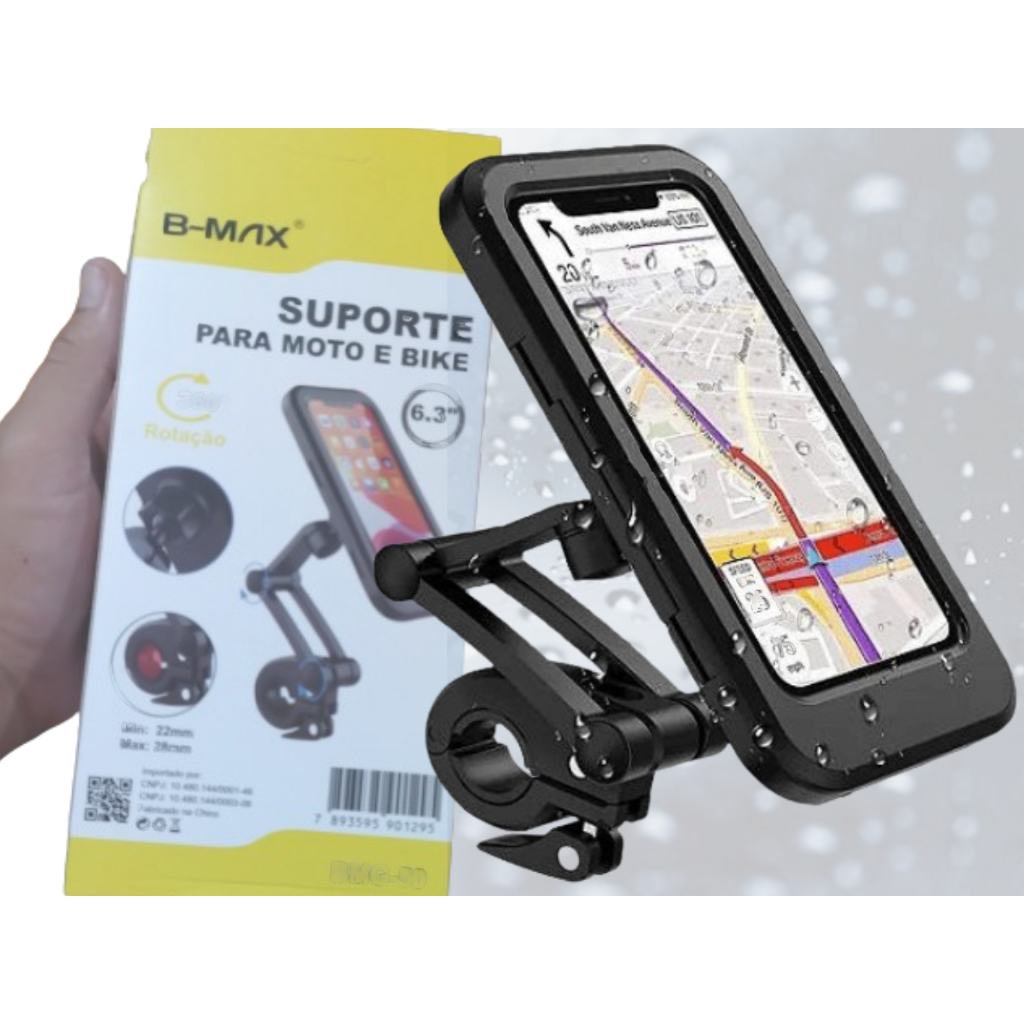 Suporte CELULAR Moto E Bike Á Prova D'água IMPERMEAVÉL Articulado gps 360 Com Travas