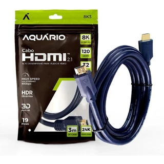 Cabo Hdmi 2.1 8k 3m Alta Resolução Ultra Hd Pra Qualquer Tv, Compatível Play5 Xbox Pc Notebook