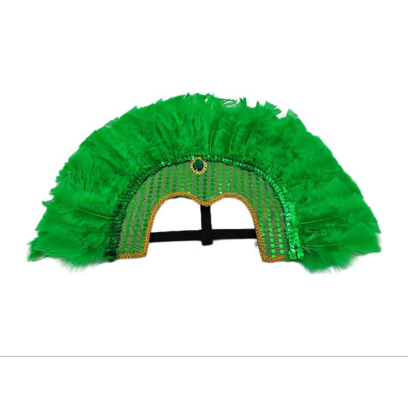 tiara cocar verde de índio com penas fantasia para festa fantasia em Oferta na Shopee