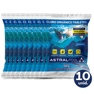 Kit 10 Pastilhas Tablete de Cloro Para Limpeza de Piscina 5 em 1 - 200g Astral Pool