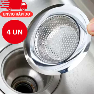 JOGO 4 RALO 9CM PARA PIA COM BORDA AÇO INOX UNIVERSAL