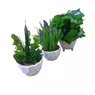 Kit 3 Mini Vasinhos Sortidos Artificiais Descoraçoes de Festas/Casa Home