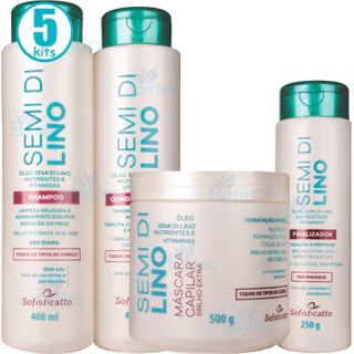5 KIT ÓLEO SEMI DI LINO SOFISTICATTO BRILHO EXTRA E NUTRIENTES