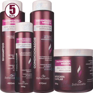 5 KIT SOFISTICATTO CAUTERIZAÇÃO IMEDIATA CAPILAR COM HIDROLISADA