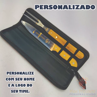 Kit Churrasco Personalizado - kit Churrasqueiro 2 Peças com Estojo