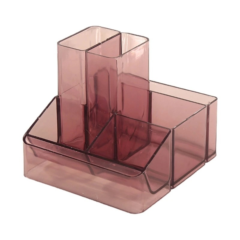 Organizador de Mesa Porta Caneta Lápis Objetos 6 Divisórias Acrílico Moderno