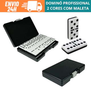 Jogo De Dominó Profissional 28 Peças 12mm Double Face Com Maleta Domino Modelo Duas Cores 2 Faces