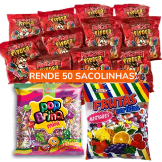 Kit Guloseimas Pipoca Pirulito e Bala Festa Infantil Aniversário
