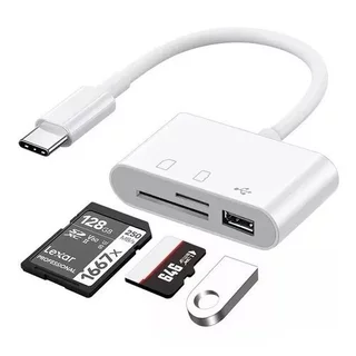 Adaptador leitor de cartão Tipo C 3 Em 1 Usb 3.0