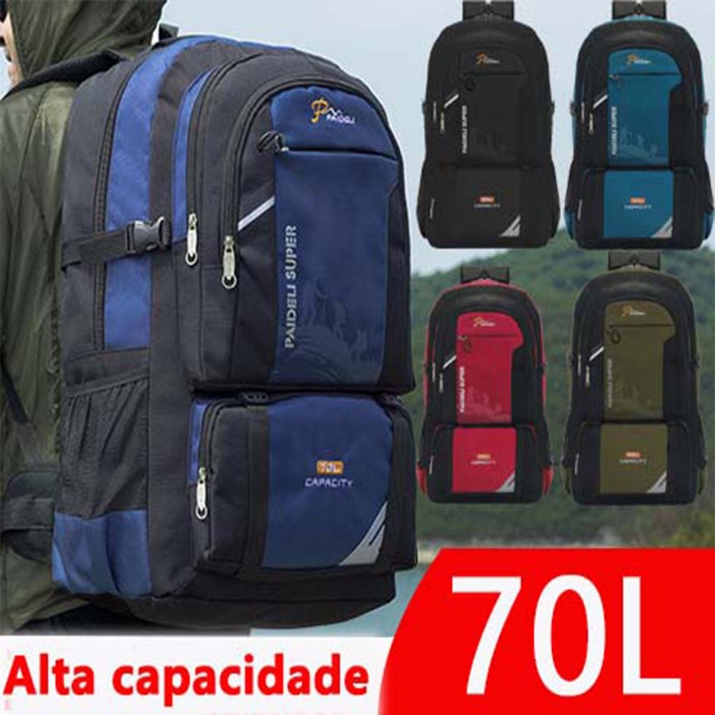 Mochila Masculina Camping 70 LITROS de grande porte Reforçada ...