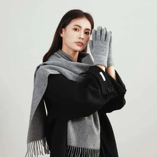 Lenço Unissex Curtinho Cachecol de Lã Liso Echarpe Pashimina com Franja Outono Inverno Versatíl 35X175- Estilo e Conforto Em Cada Fio