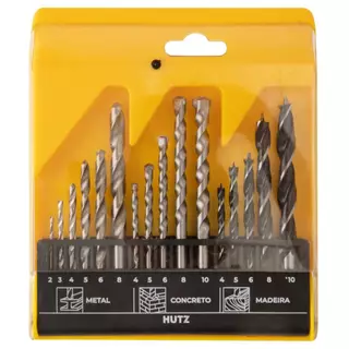Kit Jogo de Broca Metal Madeira e Widea + Estojo | Caixa de Brocas com Videa para Parede Concreto e Alvenaria