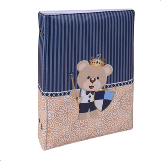 Álbum Fotográfico 15x21 para 100 Fotos URSO ESCUDO Coroa Bebê Infantil Azul em Oferta na Shopee