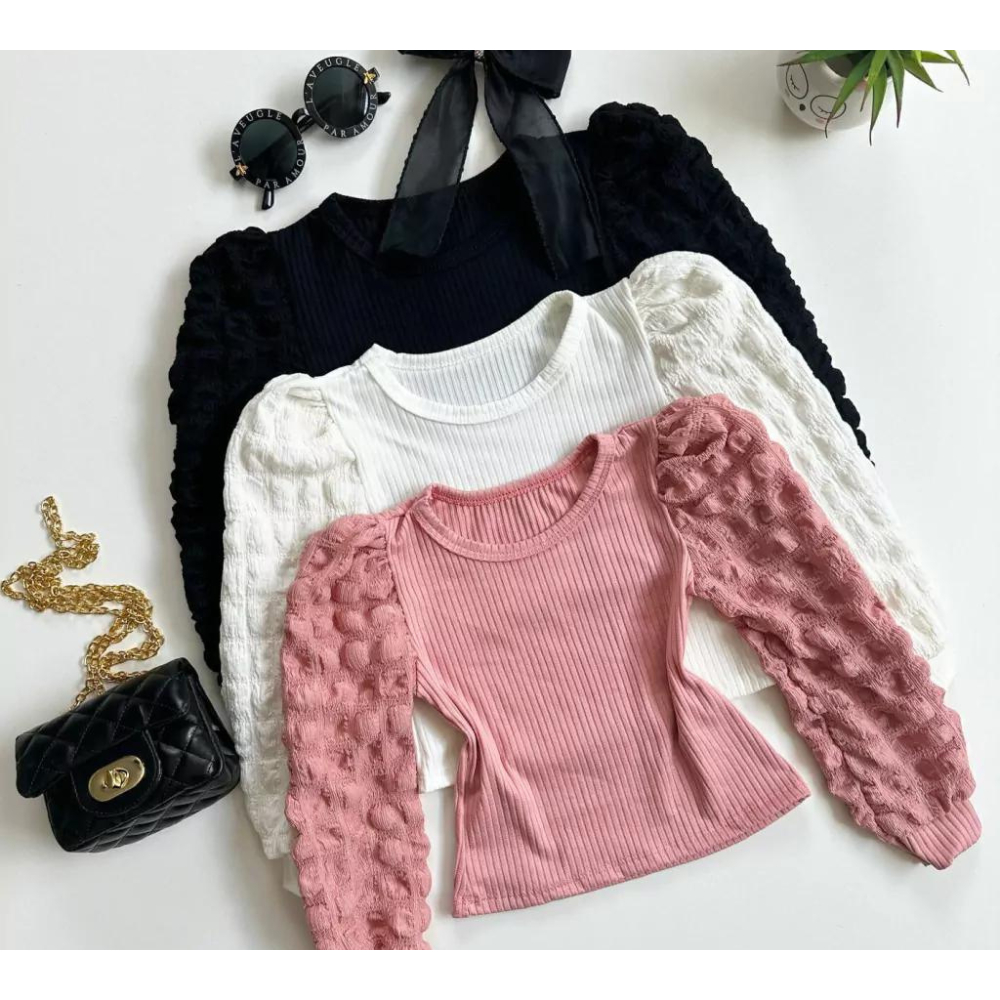 Blusa Infantil de menina manga longa outono inverno - blusa de frio infantil