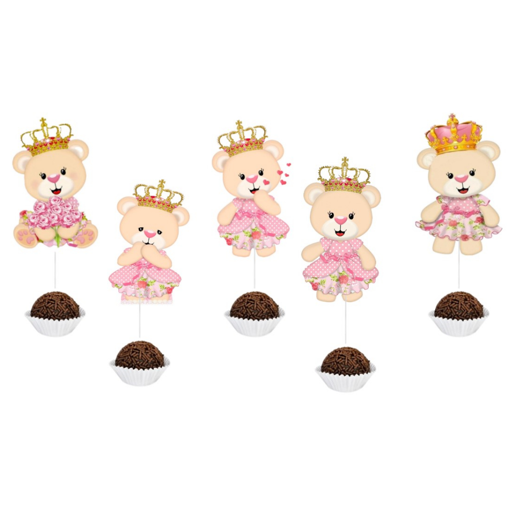 100 Topper Ursa Ursinha Princesa Rosa Bebe | Shopee Brasil