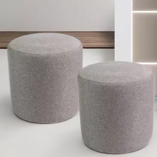 Kit 2 Puff Decorativo Redondo Linho Banqueta para sala quarto