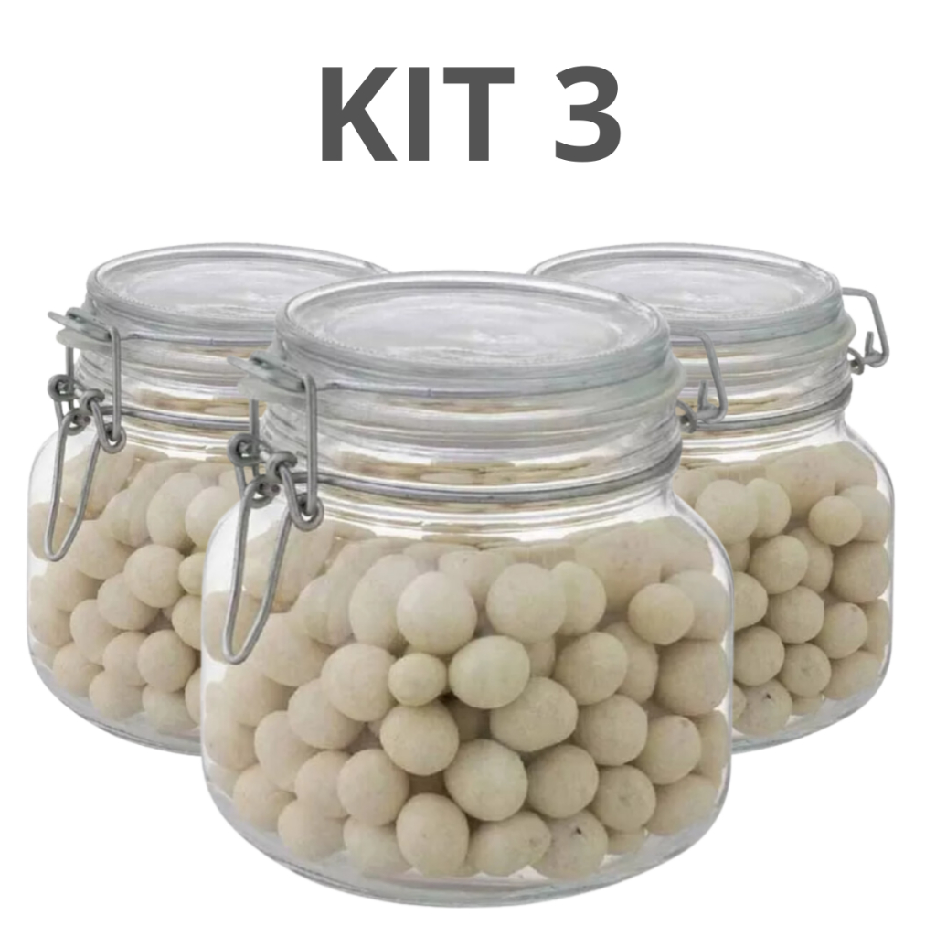 Kit 3 Potes Tampa Hermetico Com Vedação Para Alimentos 450 ml