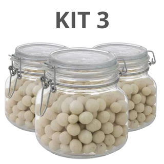 Kit 3 Potes Tampa Hermetico Com Vedação Para Alimentos 450 ml