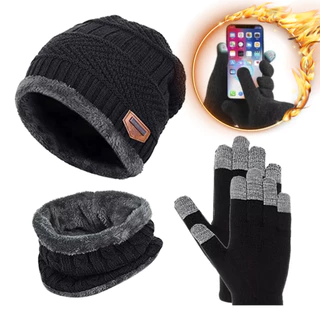 Kit Inverno Touca de Frio + Gola Forrada+ Luva - Masculina e Feminina Cachecol Echarpe