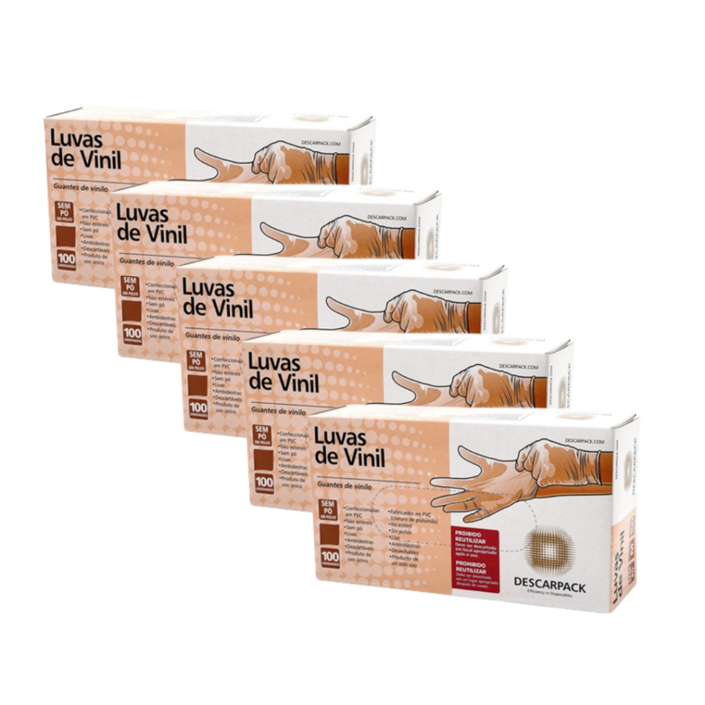 Luva de Vinil Com Pó Descarpack M 500 Unidades