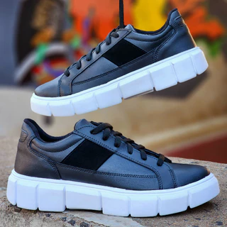 Tênis Masculino Casual Conforto Sneakers Sola Alta Tratorada Estilo