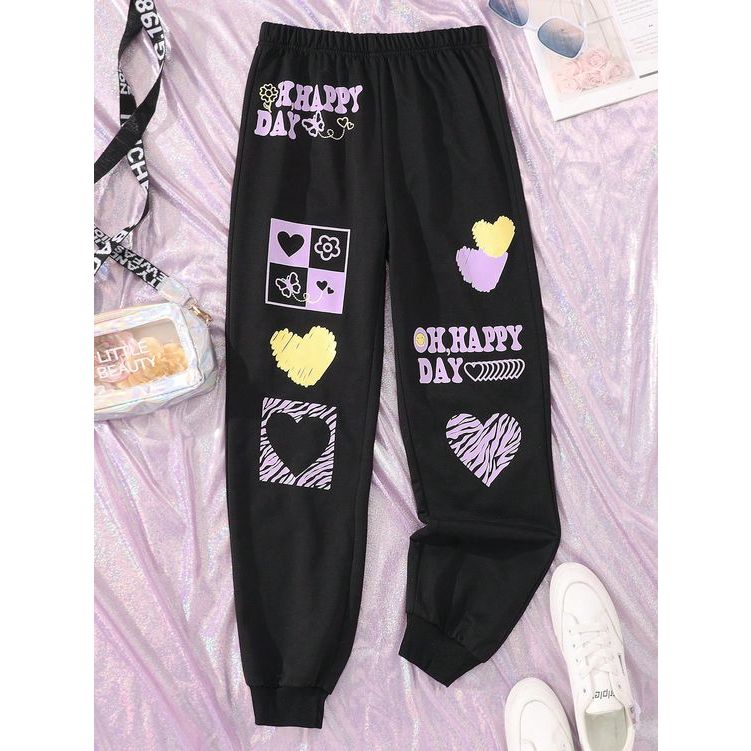 Calça Moletom Estampada Feminina Oversized Despojada Inverno Premium Algodão