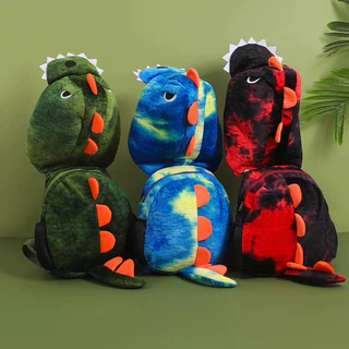 Mochila criativa de dinossauro infantil com capuz bolsa escolar de pelúcia para meninos e meninas mochila fofa de viagem