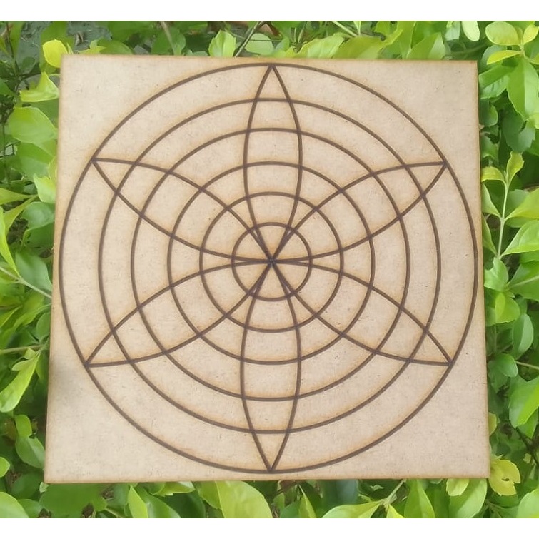 Folha Gráfico Radiestesia Radiônica Harmonia 20x20cm Com Elementos MDF 3mm CRU - Maq3d
