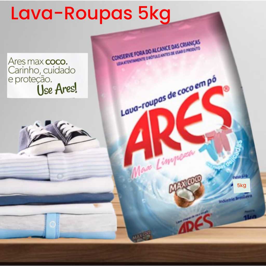 Sabão em Pó Lava-Roupas Max Coco 5 kg ARES Bebê Infantil Roupas ...