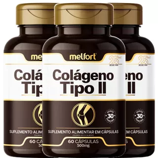 3 x Colágeno Tipo 2 500mg 180 Cápsulas - Suplemento Alimentar