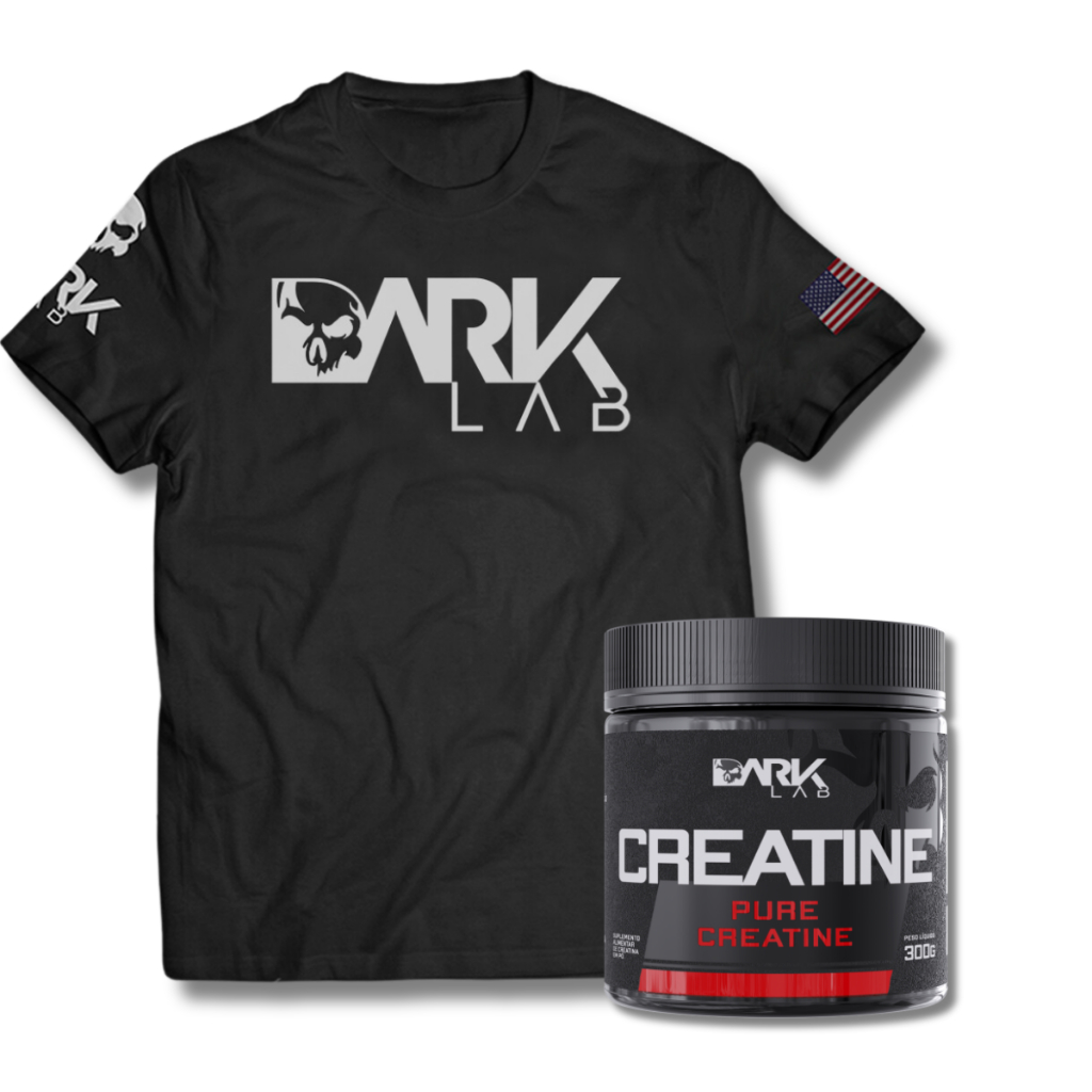 Creatina Monohidratada 100 Pura 300g Camiseta Preta Dry Fit Dark Lab