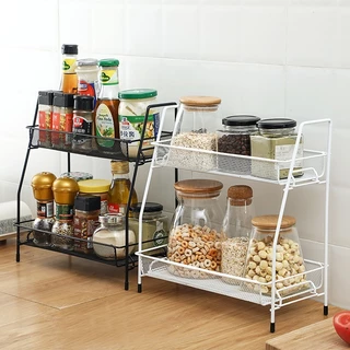 Organizador Prateleira De Mesa Grande Para Cozinha Maquiagem Cosmetico Com 2 Andares Metal