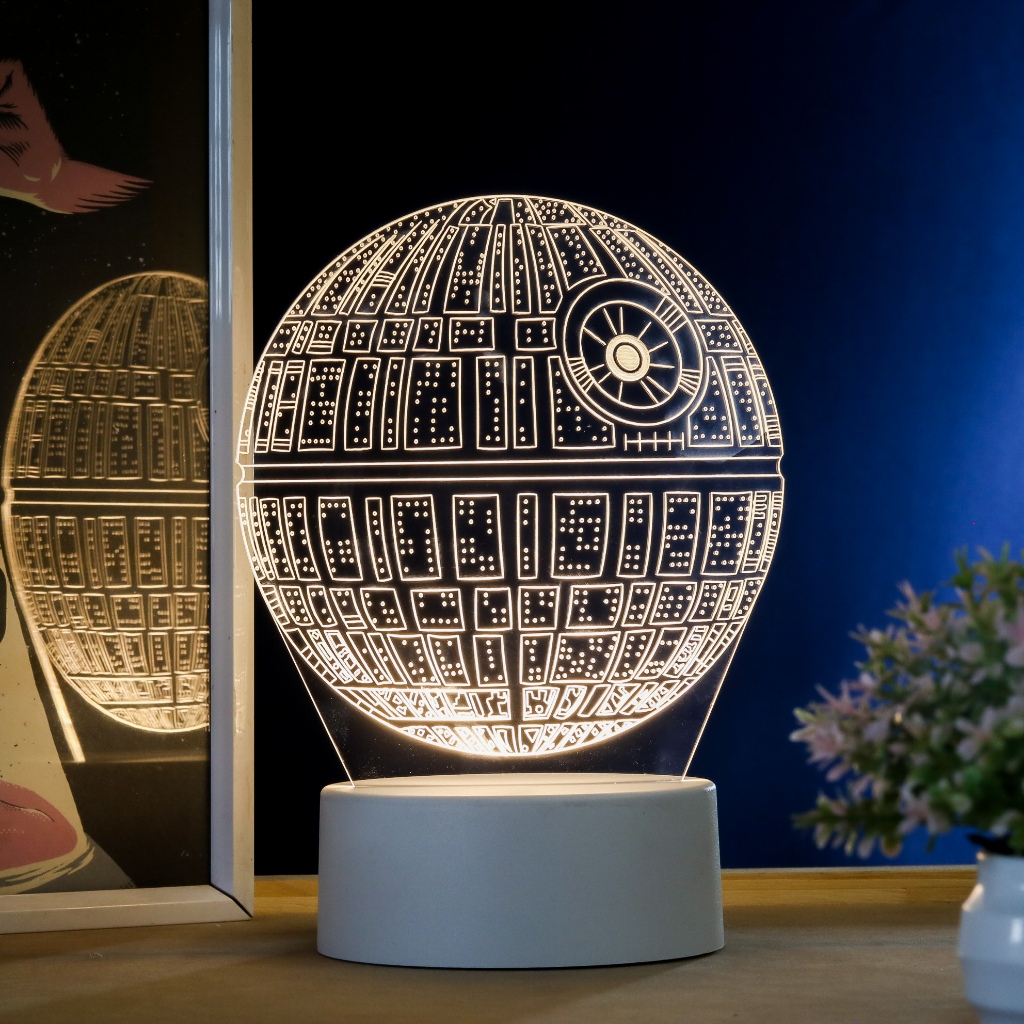 Luminária LED 3D de Mesa / Luz Noturna Presente Criativo / Decoração - Estrela da morte , Star Wars, Estação espacial bélica