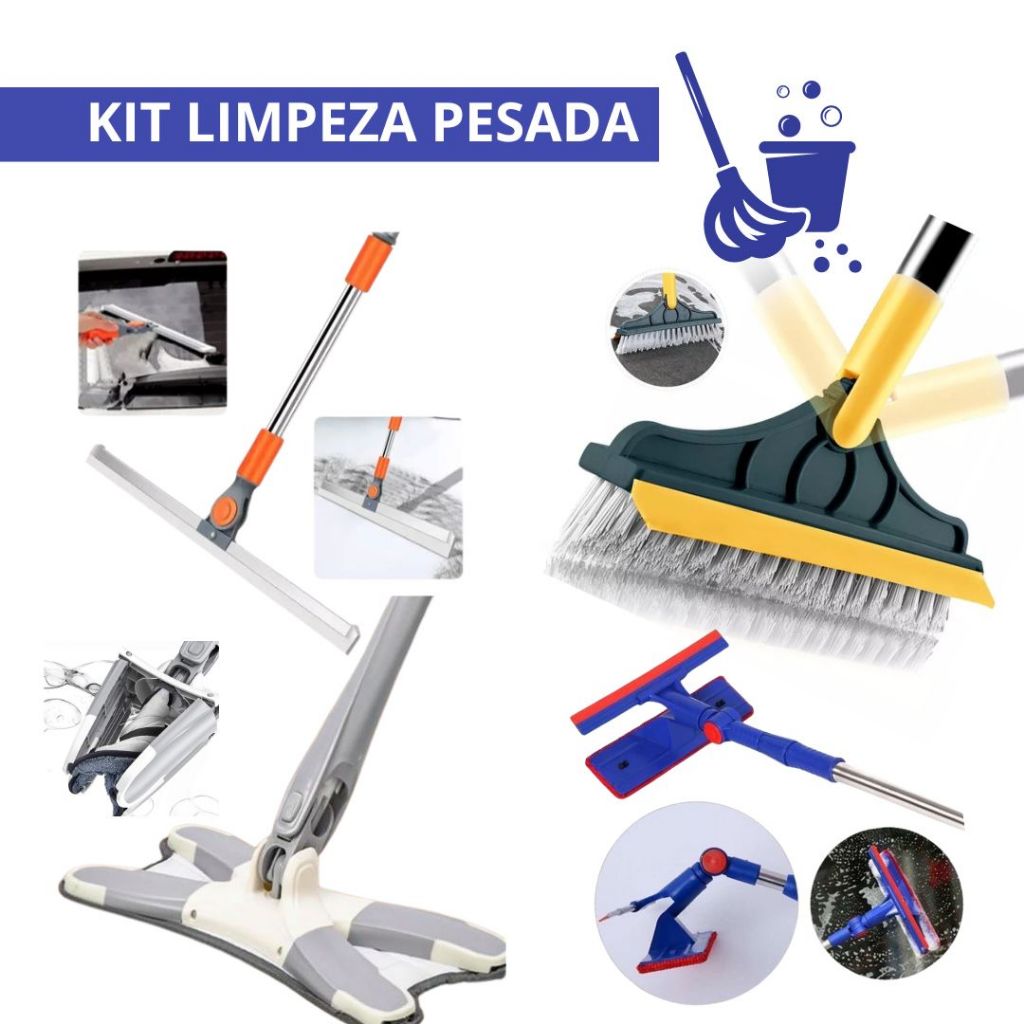 Kit Limpeza Pesada Rodo Limpeza Rodo Limpa Vidro Vassoura Mágica Rodo Grande Mop Esfregão
