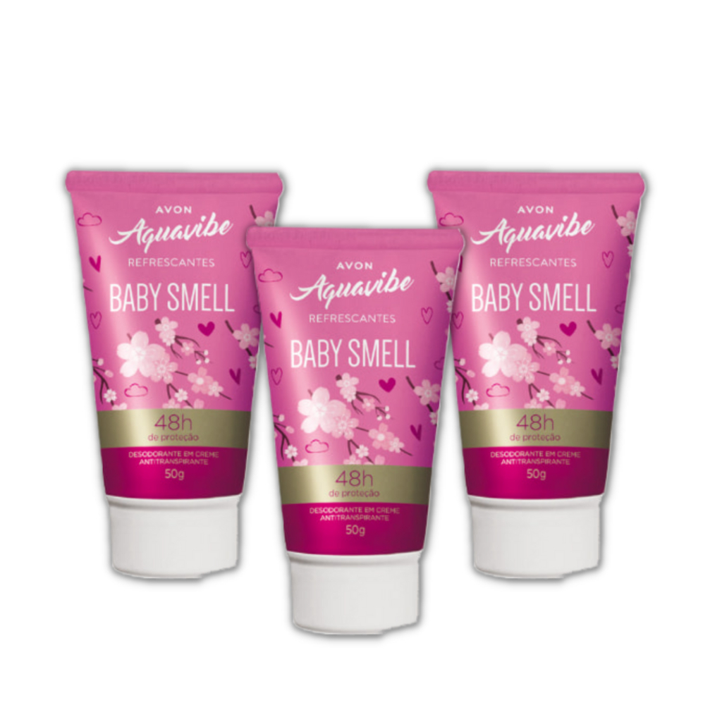 Desodorante antitranspirante em creme Avon Aquavibe Baby Smell com 3 ...