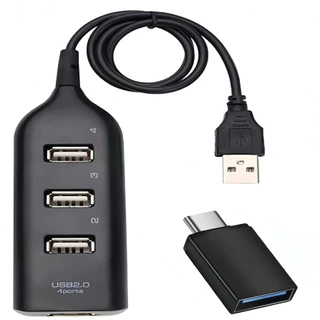 Hub Usb Otg Tipo C 4 Portas Usb 2.0 Adaptador De Teclado Mouse Para Celular Pen Drive Kit Mobilador Game