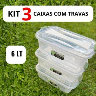 Kit Caixas Organizadoras Transparente Com Trava 6L Rischioto Resistente