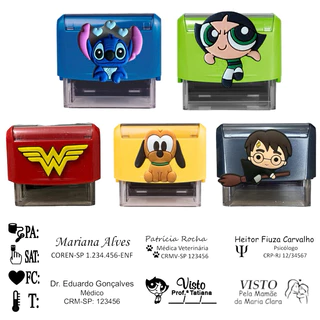 Carimbo Personalizado com seus dados Disney Trodat 3911 - Professor Médico Pediatria Enfermagem ENVIO RÁPIDO