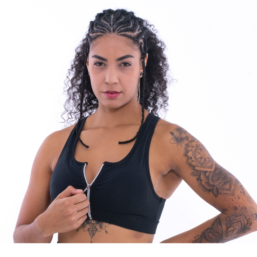 Top Com Zíper E Bojo Removível Fitness Feminino barato P, M, G, GG