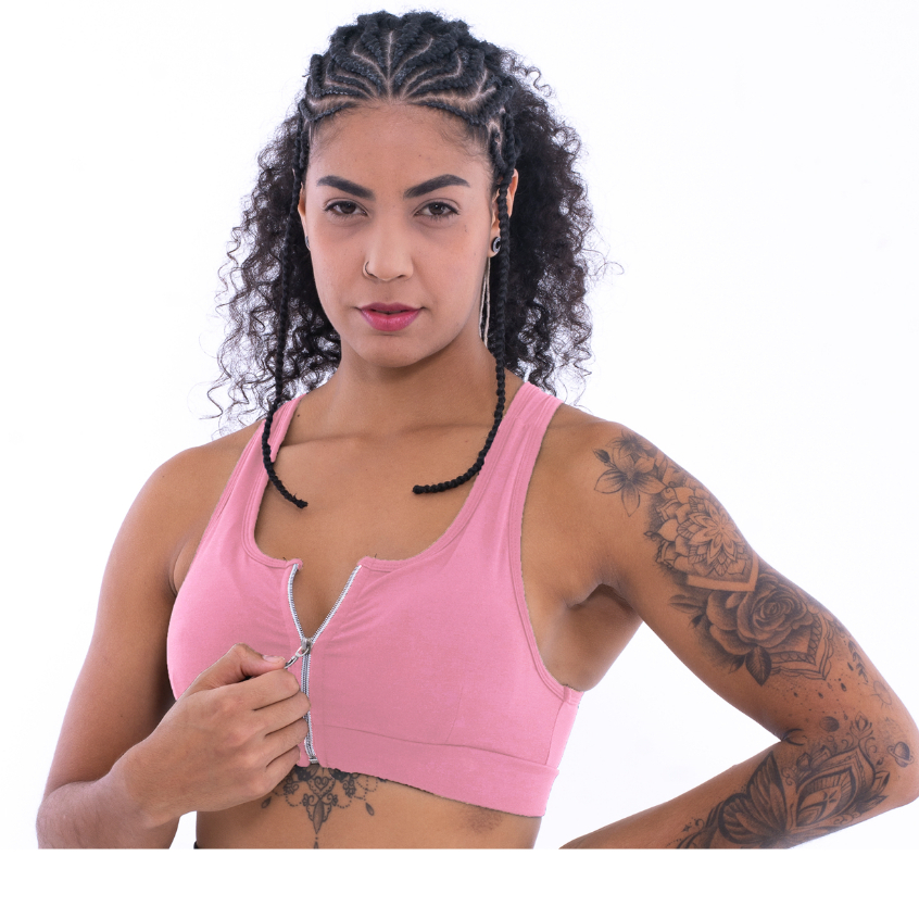Top Com Zíper E Bojo Removível Fitness Feminino barato P, M, G, GG