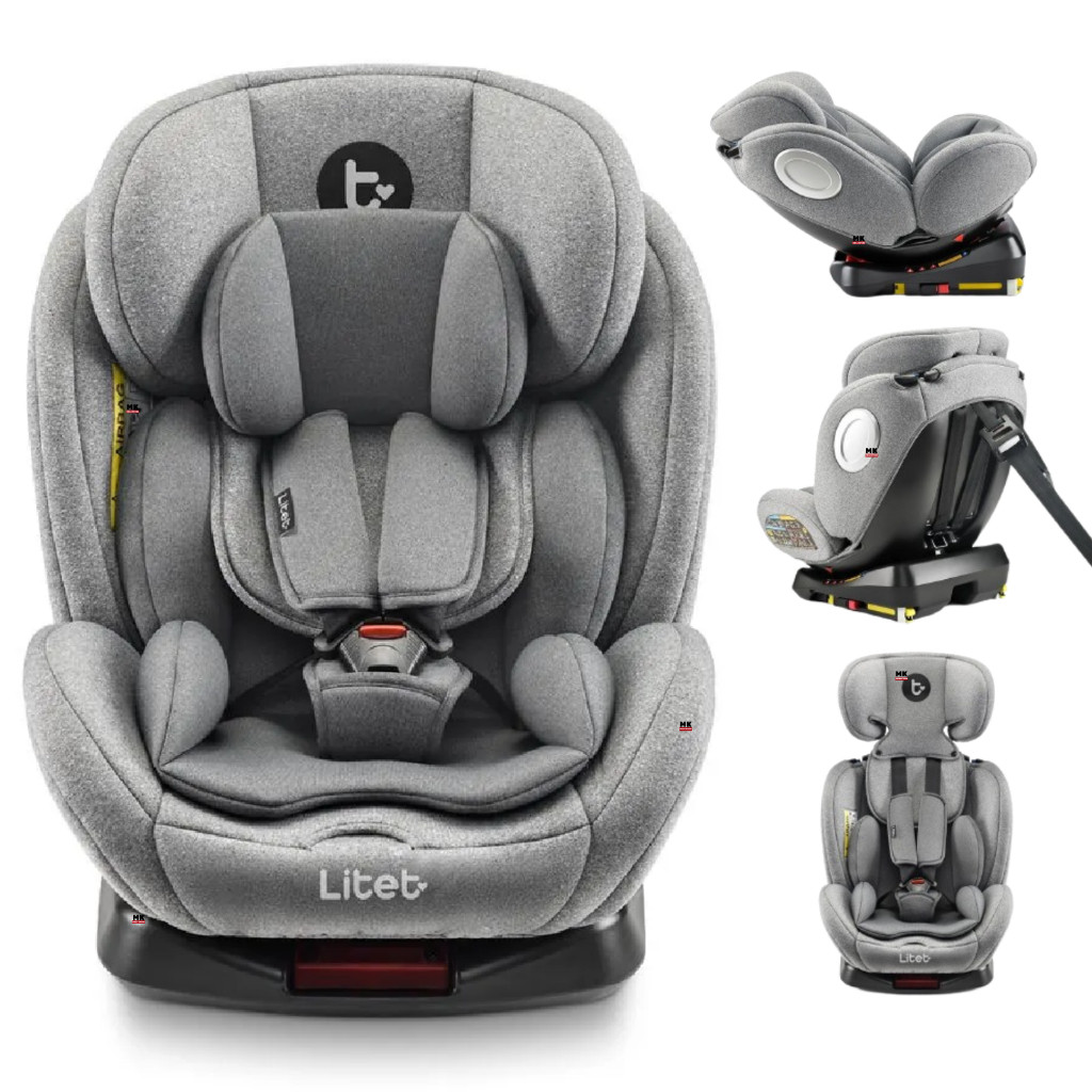 Cadeira Para Auto 0 A 36 Kg Isofix Com Rotação 360º Snugfix Cinza Litet