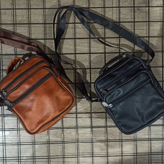 Bolsa Bag Masculina Feminina Com Zíper de Couro Shoulder Bag Transversal de Ombro - Envio Imediato