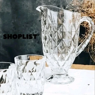Jarra de Vidro Diamond 1,3Litros Vidro Grosso Transparente Luxo Suco Água e Drinks