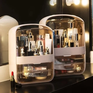 Organizador de Maquiagem Luxo Beleza Pandora porta Loções Pincéis e Acessórios Com Gaveta Portátil com Porta dupla Rotativa