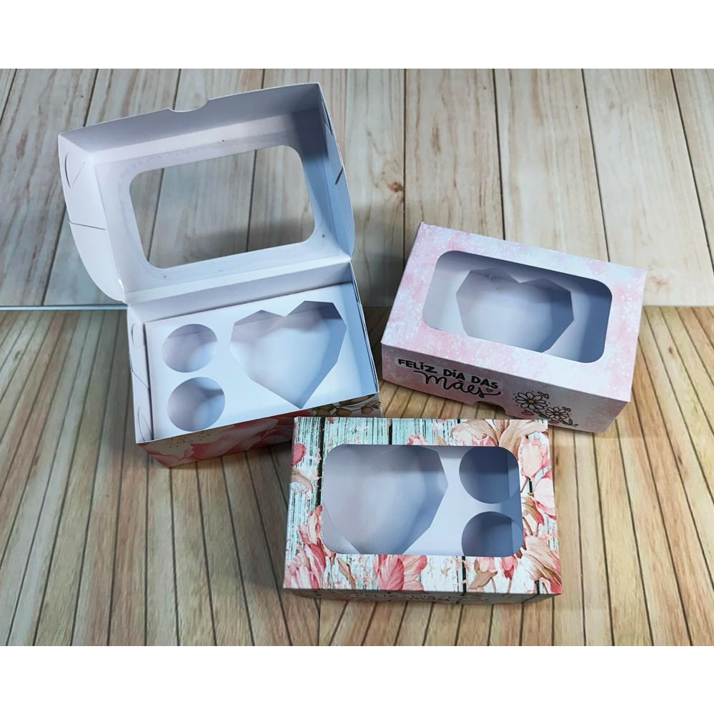 10 Caixas para Mini Coração Lapidado Embalagem Feliz Dia das Mães (Com acetato no Visor) em Oferta na Shopee