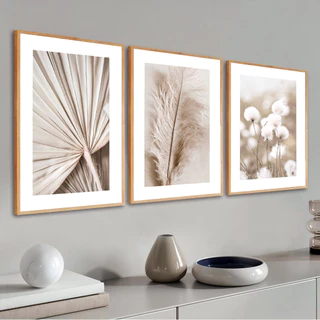 Trio Quadro Decorativo Parede Moderno Sala Quarto Sem Moldura 120X60 cm