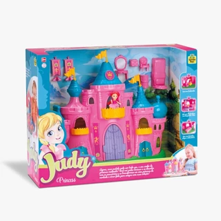 Castelo Princesa Judy Rosa com Boneca e Móveis e Acessórios Brinquedo Infantil Samba Toys